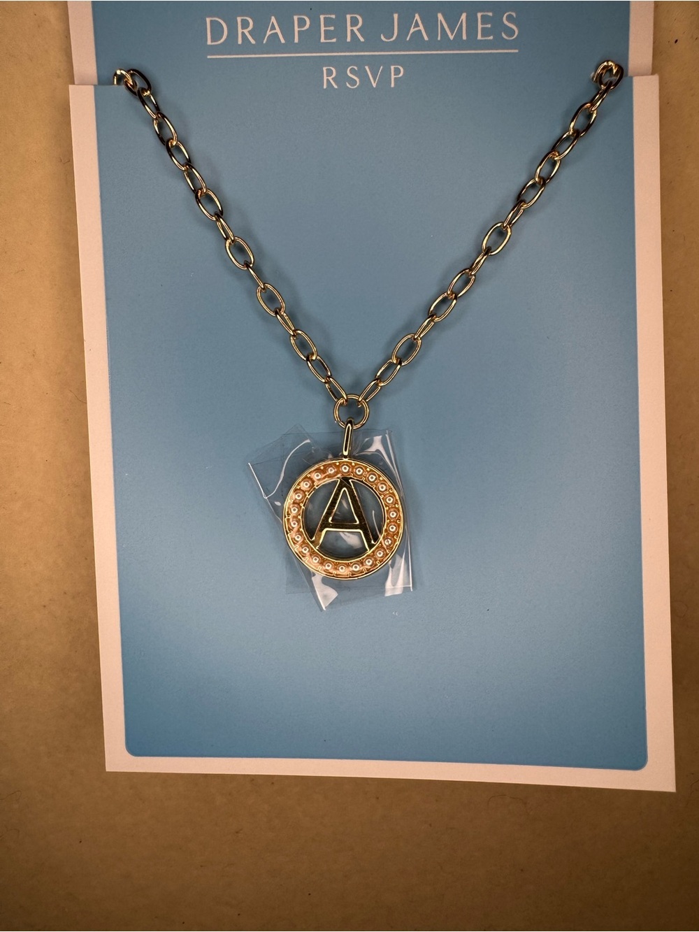New Draper James Gold Letter A Pendant Necklace - Gold Tone